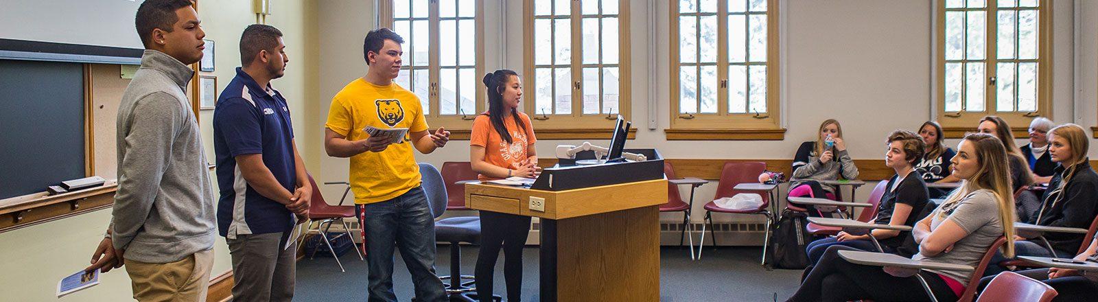 Dietetics students presenting in front of classroom